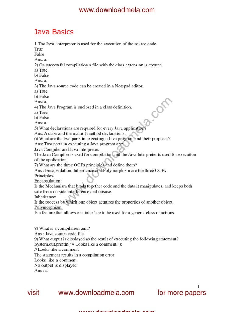 Java Aptitude Questions | PDF | Method (Computer Programming ...