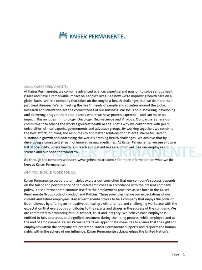 Kaiser Permanente Remote Job Opportunities | PDF | Employment | Databases