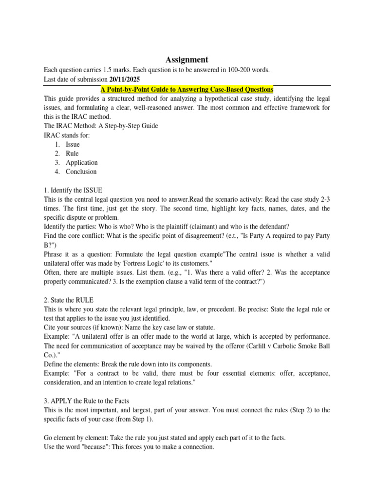 Case Study Analysis Using IRAC Method | PDF | Common Law | Private Law