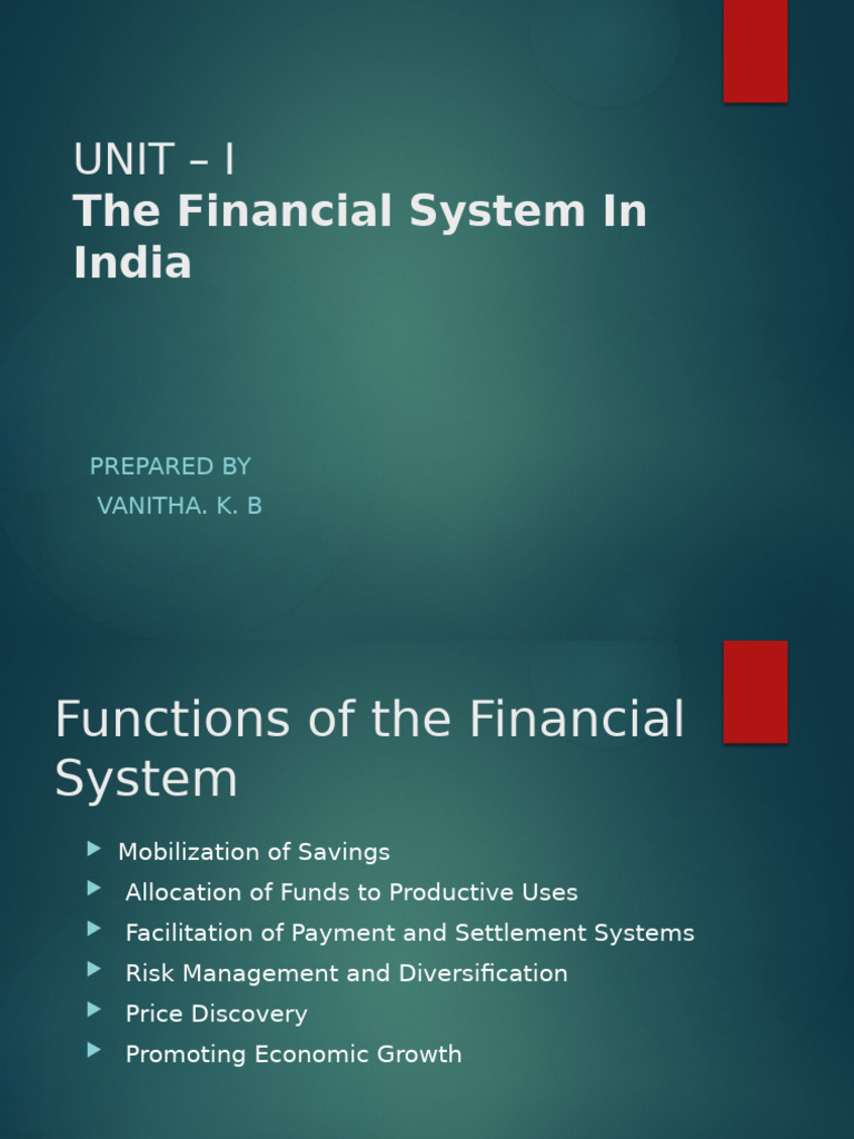 Overview of India's Financial System | PDF | Finance & Money Management ...