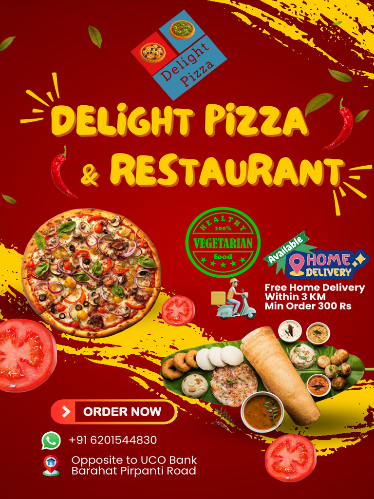 Delight Pizza & Restaurant Menu | PDF | Hamburgers | Pizza