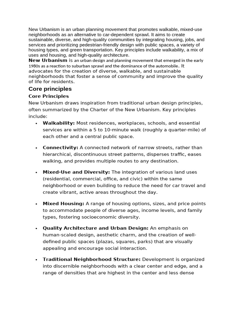 New Urbanism: Principles of Walkable Communities | PDF | Sustainable ...