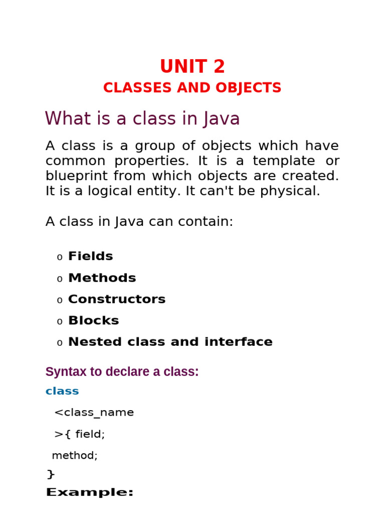 Java Classes and Objects Explained | PDF | Class (Computer Programming ...