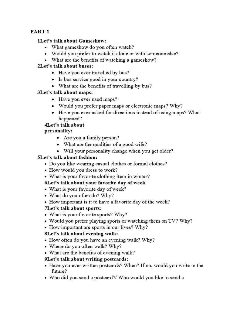 Conversation Topics for Everyday Life | PDF