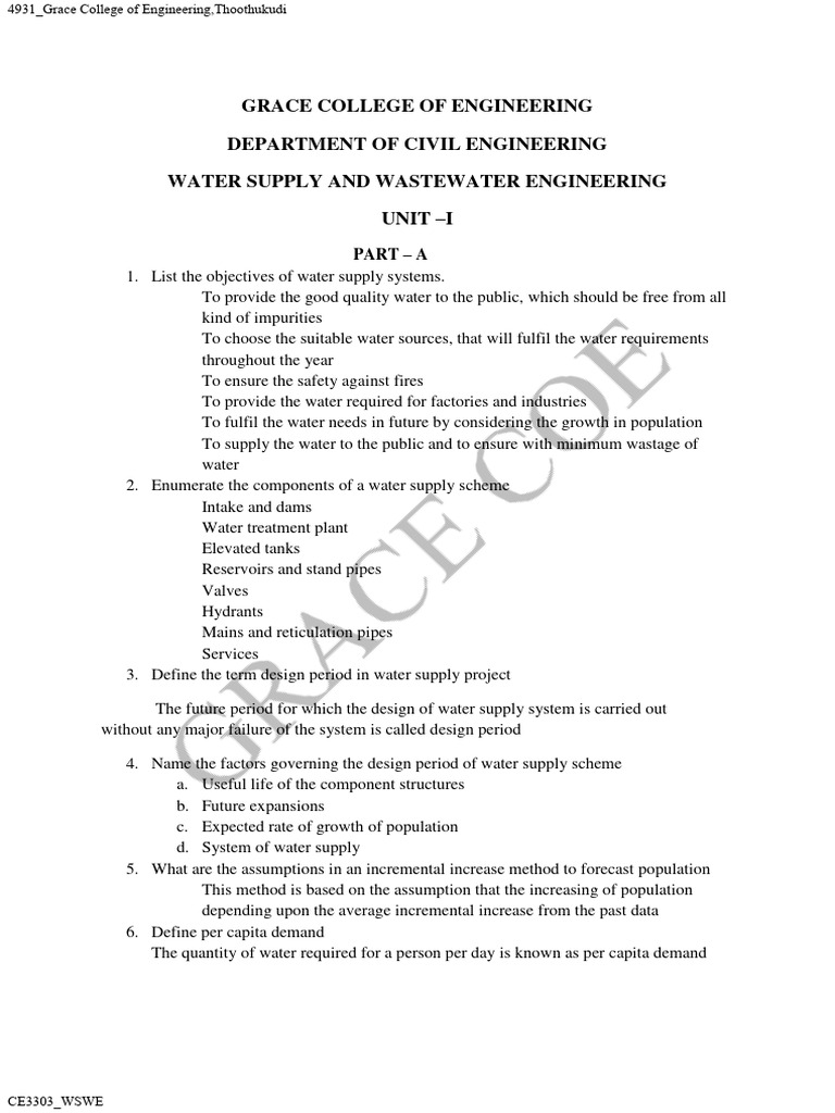 Water Supply and Wastewater Engineering Guide | PDF | Sewage Treatment ...