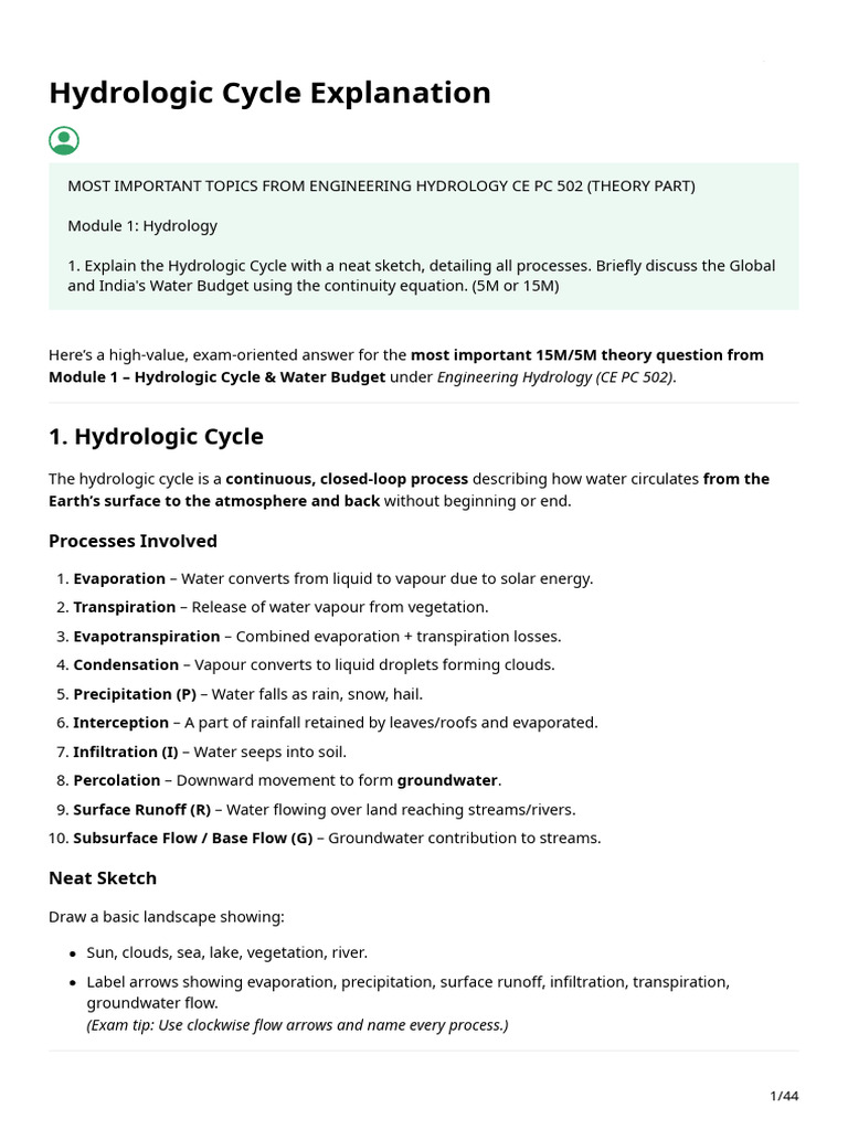 Hydrologic Cycle and Water Budget Overview | PDF | Drainage Basin ...