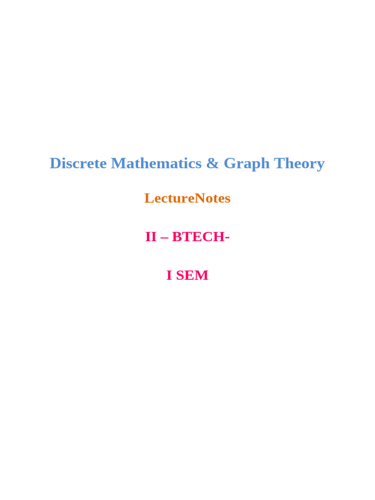 Discrete Math & Graph Theory Notes | PDF