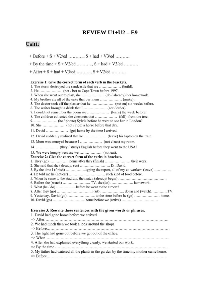 English Grammar Review Exercises | PDF | Stress (Linguistics)