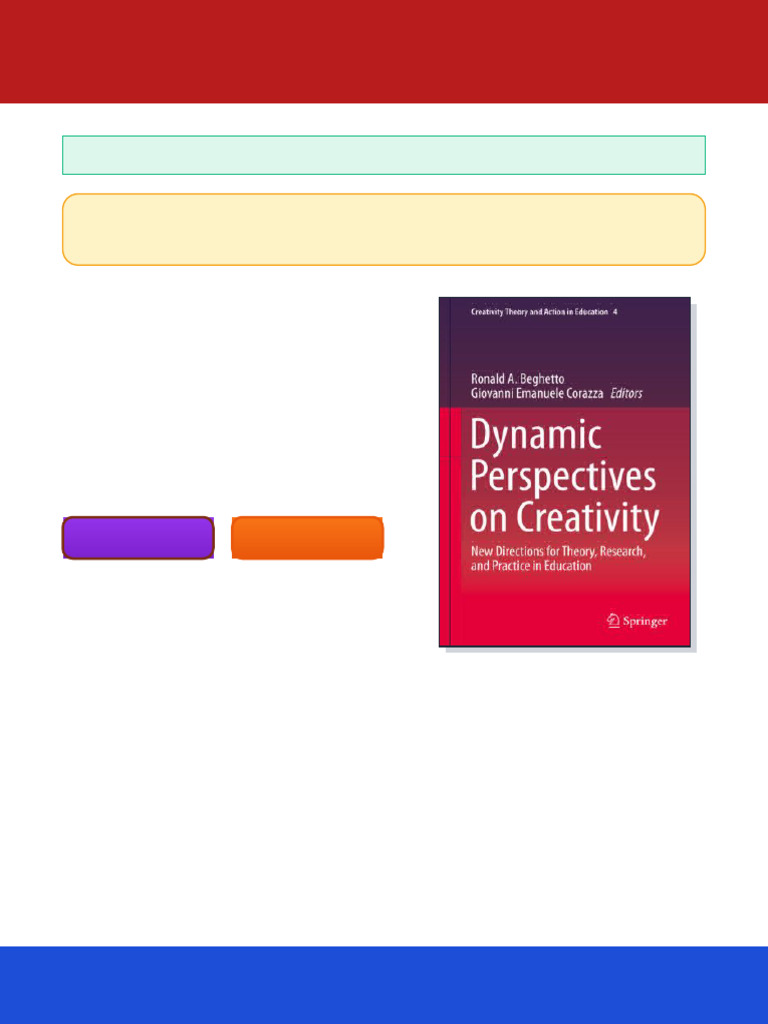 Dynamic Perspectives On Creativity New Directions For Theory Research ...