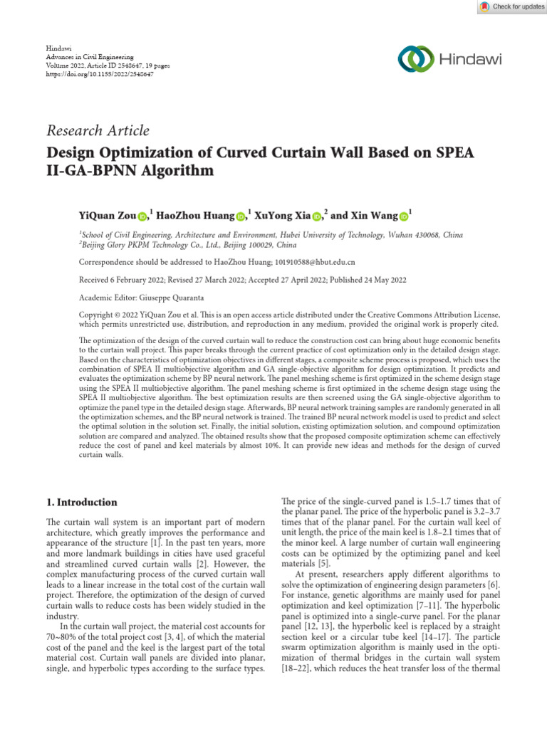 Curved Curtain Wall Design Optimization | PDF | Mathematical ...