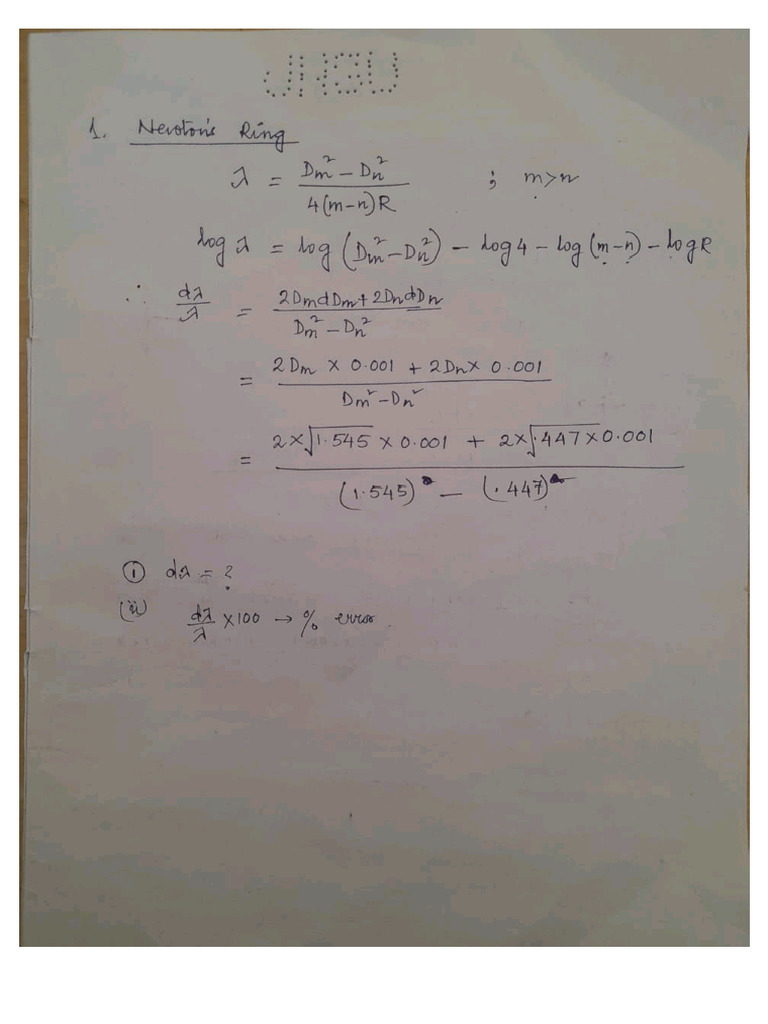 Error Calculation | PDF