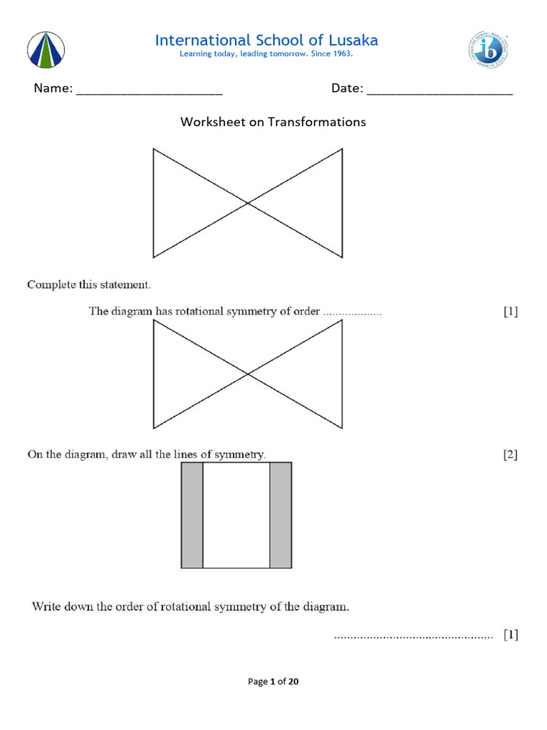 Transformations Worksheet for Students | PDF