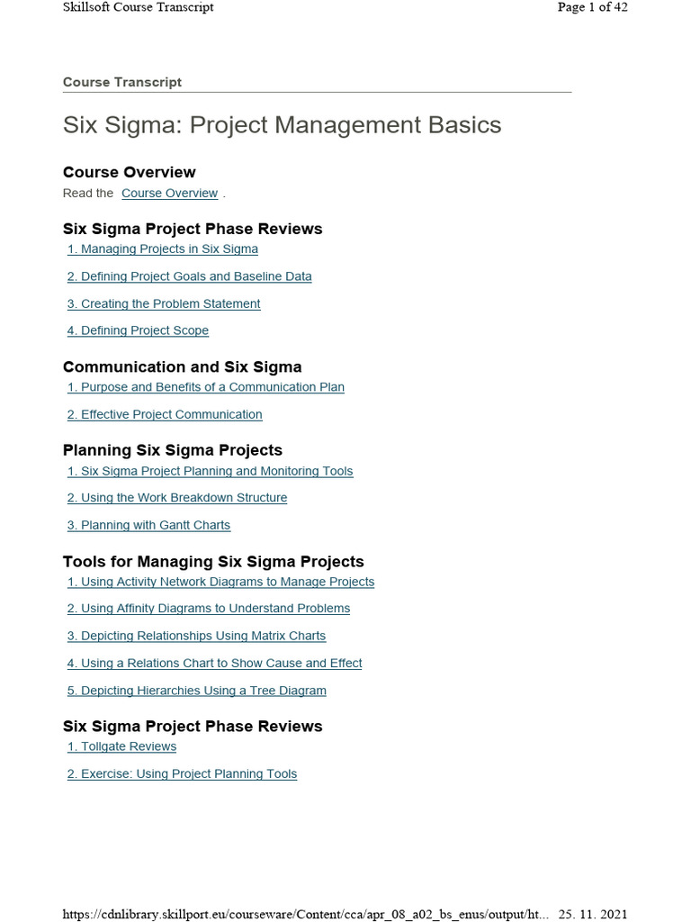 Six Sigma Project Management Essentials | PDF | Project Management