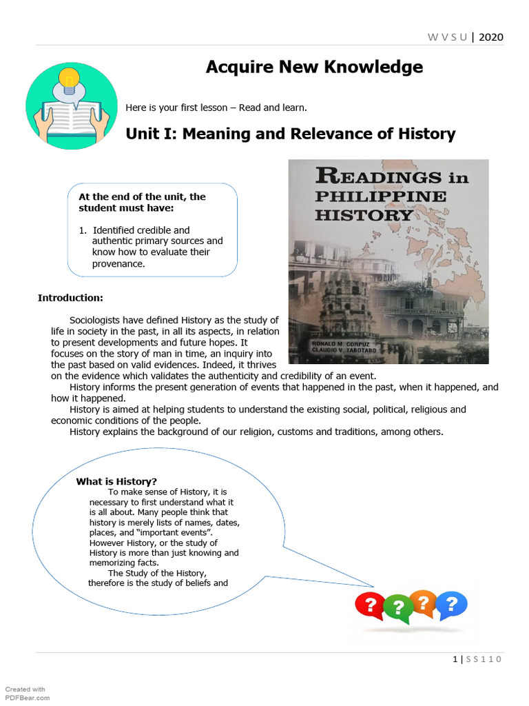 Ss 110 Rph Midterm Content (2) | PDF | Primary Sources