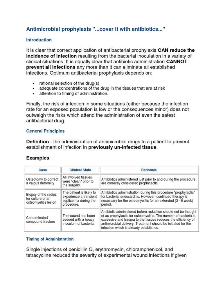 Antibiotic Prophylaxis-An Essay | PDF | Antibiotics | Beta Lactamase