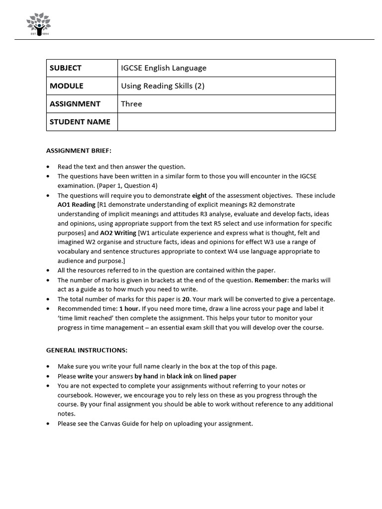 IGCSE English Language Assignment 3 | PDF