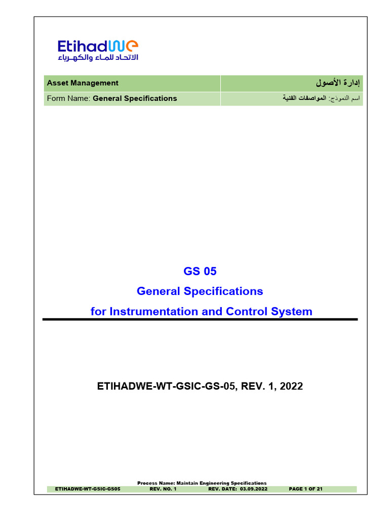 General Specs for Instrumentation & Control | PDF | Pressure ...