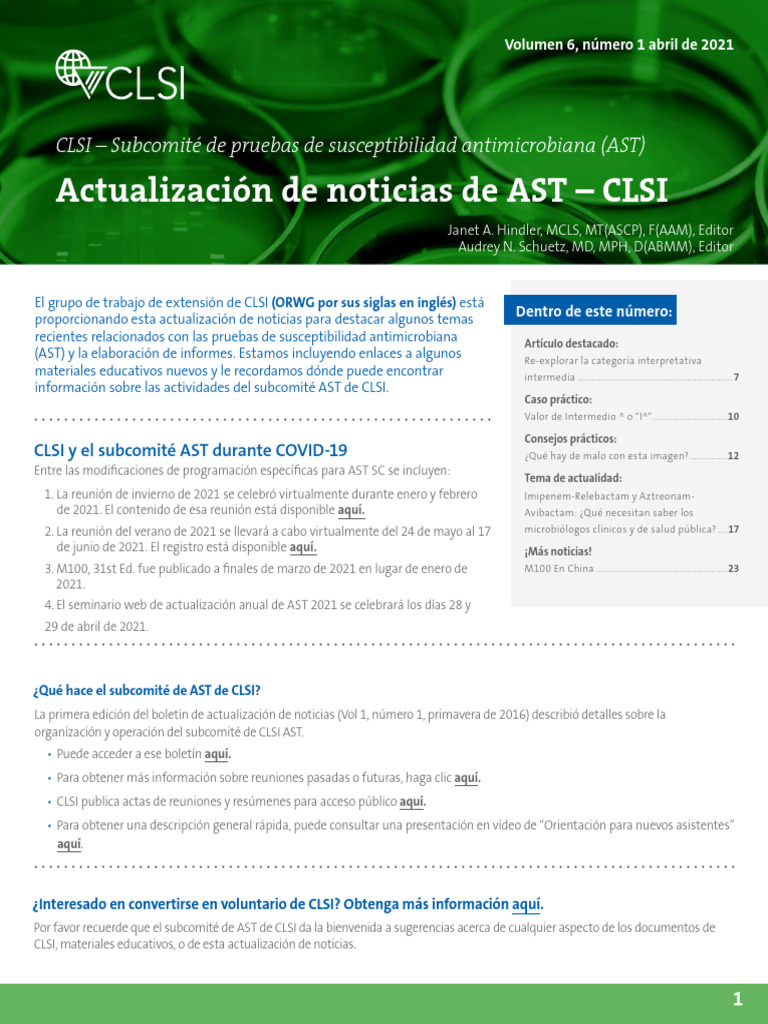 Actualización AST CLSI Abril 2021 | PDF | Staphylococcus Aureus ...