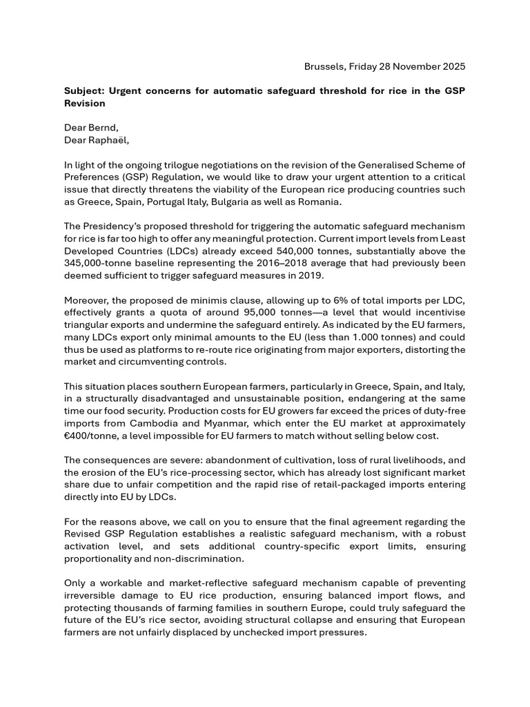 MEPs Letter - Revision of GSP Regulation | PDF