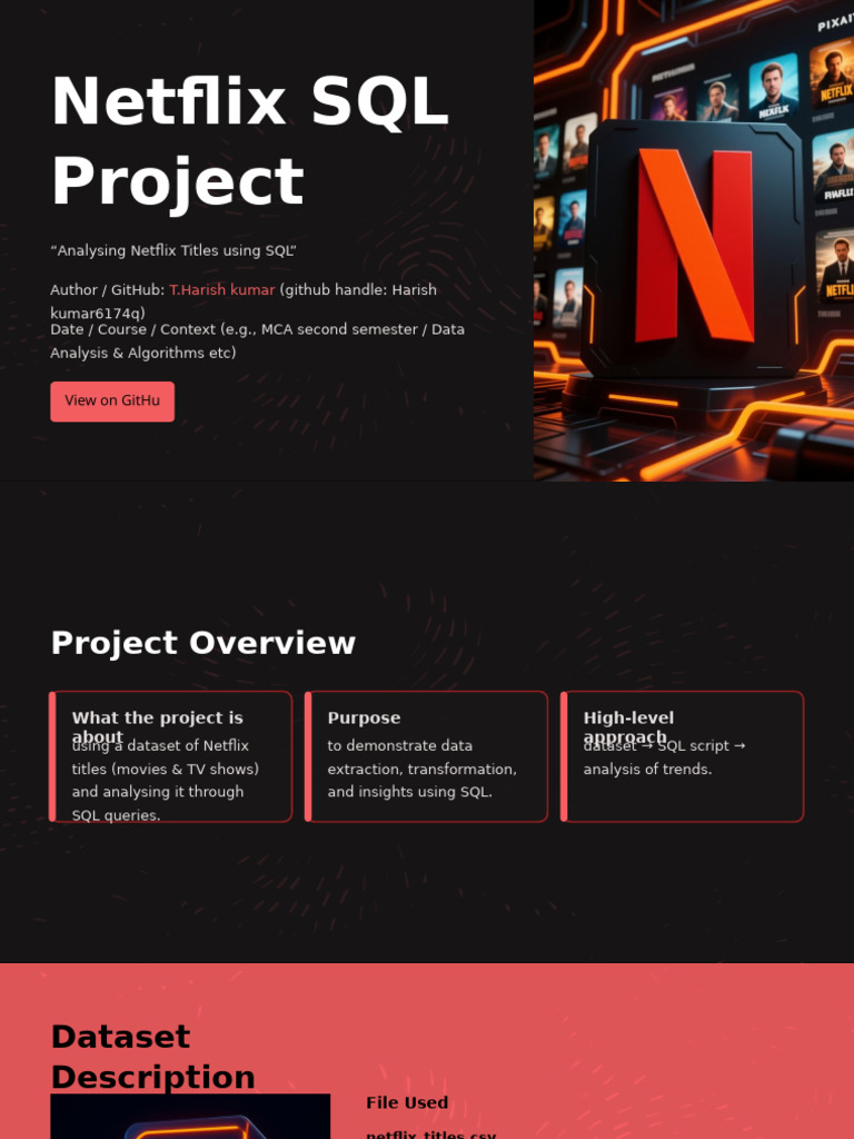 Netflix Titles SQL Analysis Project | PDF | Analytics | Data