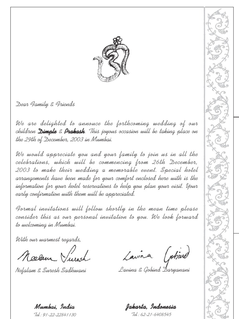 Pre Invitation Letter Format Hotel And Accommodation 