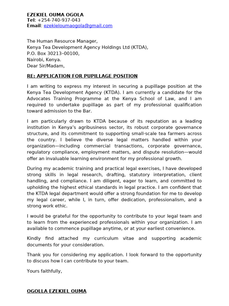 Letter Ezekiel Ouma Ogola | PDF