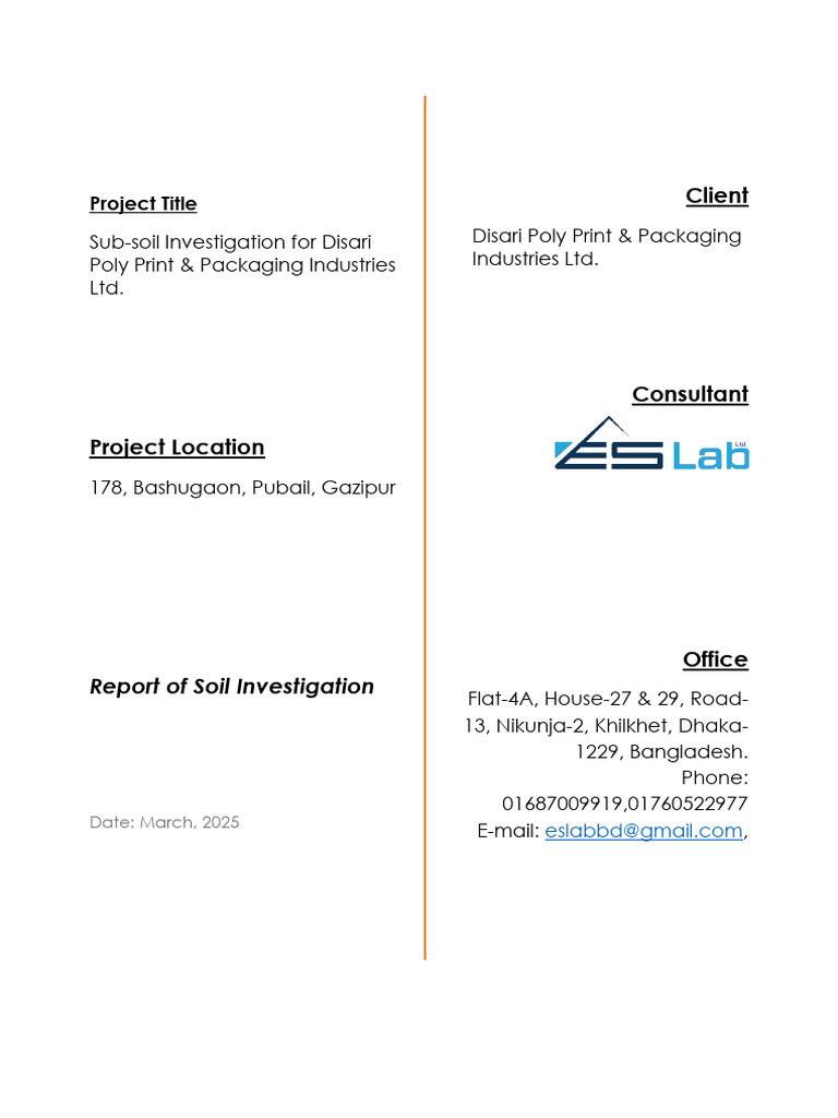 Soil Investigation Report for Disari Ltd. | PDF | Strength Of Materials ...