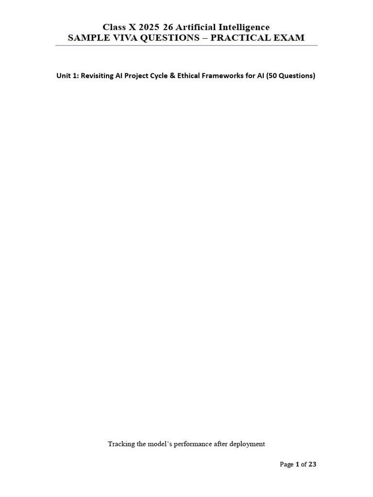 AI Practical Exam Questions for Class X | PDF | Artificial Intelligence ...