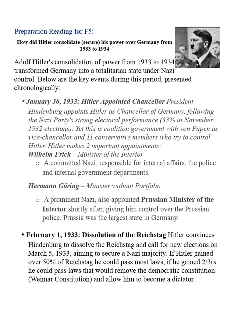 Hitler's Rise to Power: 1933-1934 | PDF | Adolf Hitler | Nazi Germany