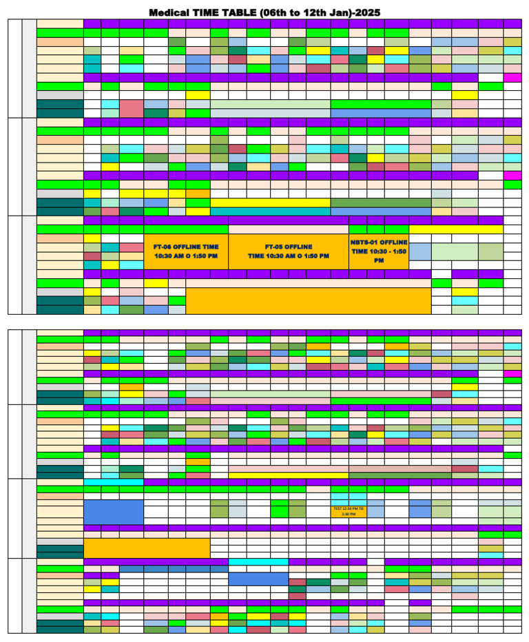 Medical TIME TABLE (06th to 12th Jan)-2025 | PDF