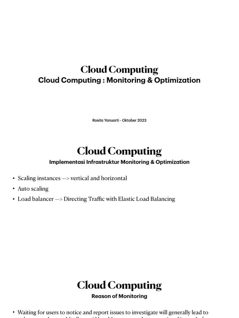 Cloud Monitoring & Optimization Strategies | PDF | Load Balancing ...