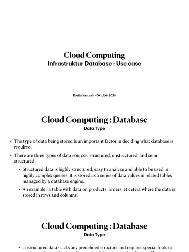 Cloud Database Types and Use Cases | PDF | Databases | No Sql