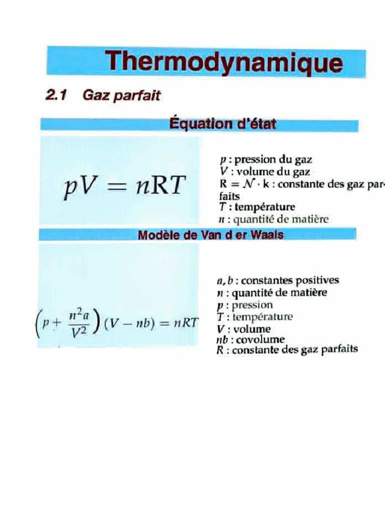 Concepts clés de la thermodynamique | PDF | Mécanique des milieux ...