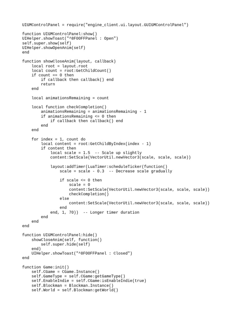 UI Control Panel Animation Script | PDF