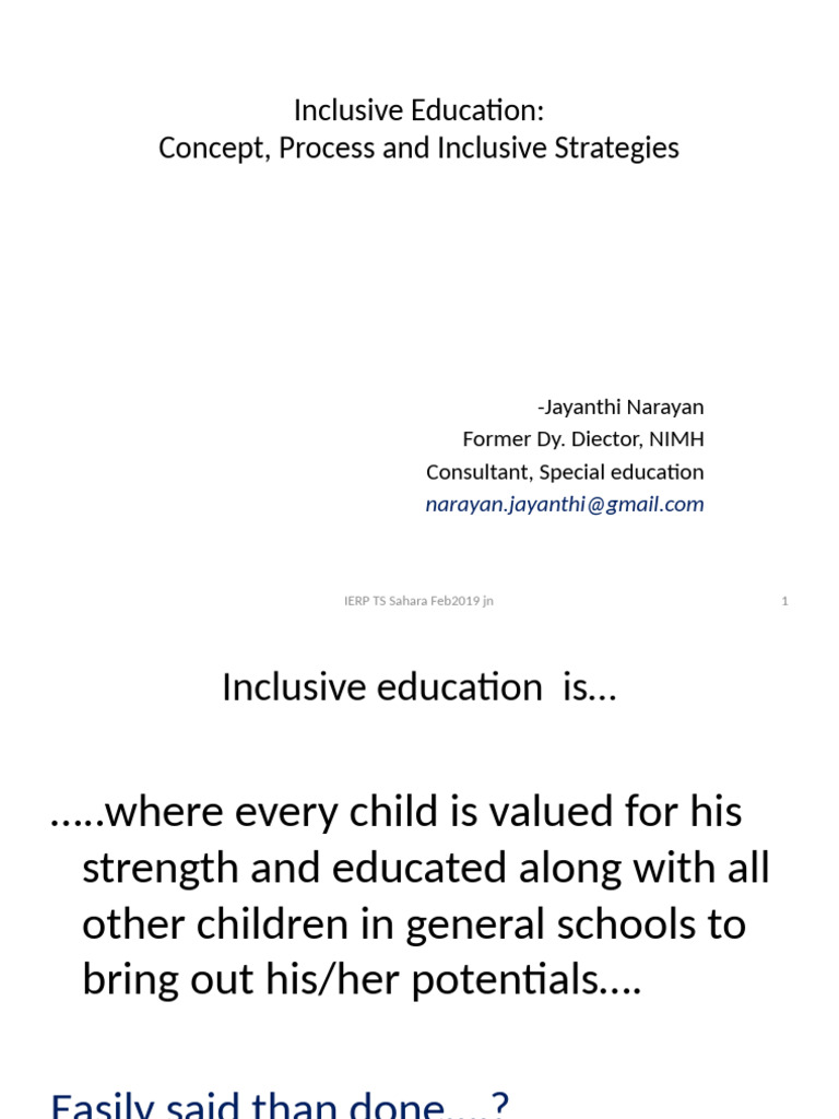 IE Concept, Process and Inclusive Strategies | PDF | Inclusion ...
