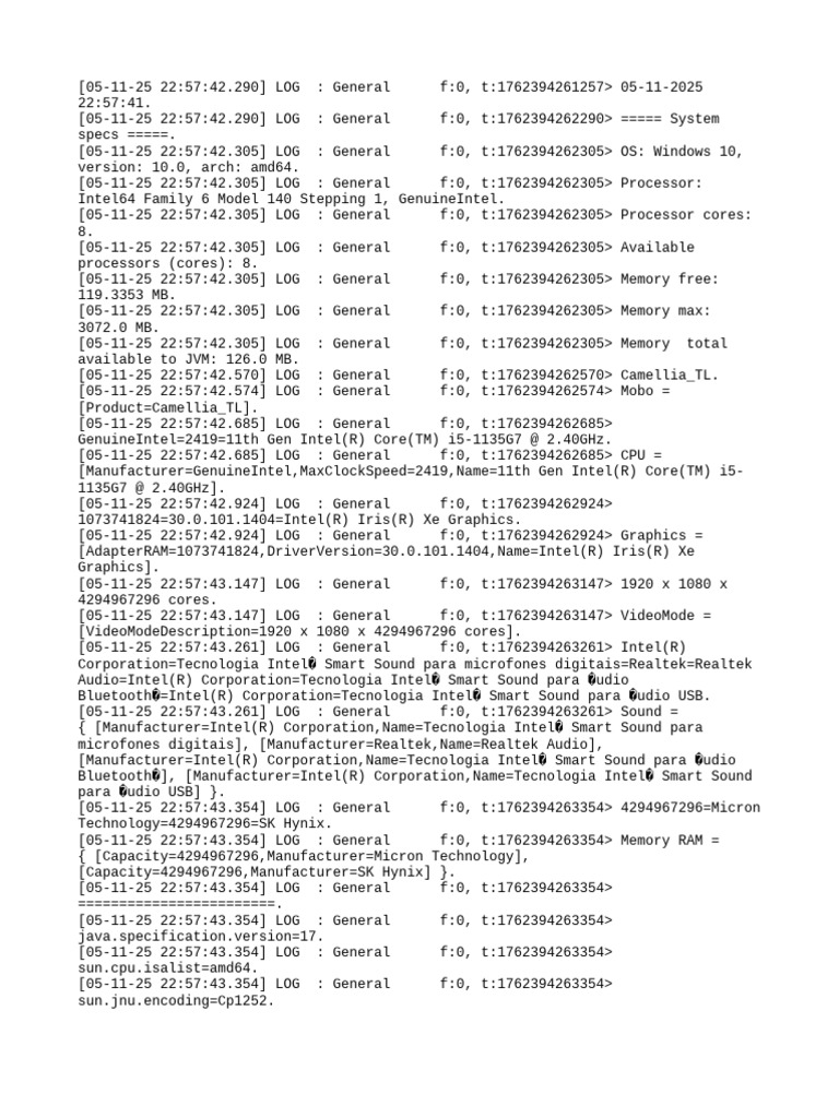 System Specs and Log Details | PDF | Computer Science | Software