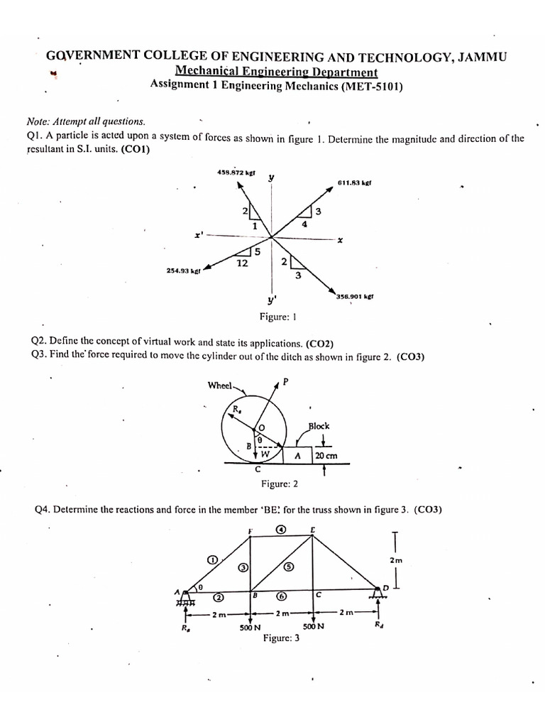 Engineering Mechanics Assignment | PDF