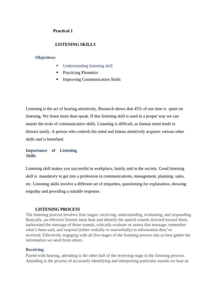 Mastering Effective Listening Skills | PDF | Nonverbal Communication ...