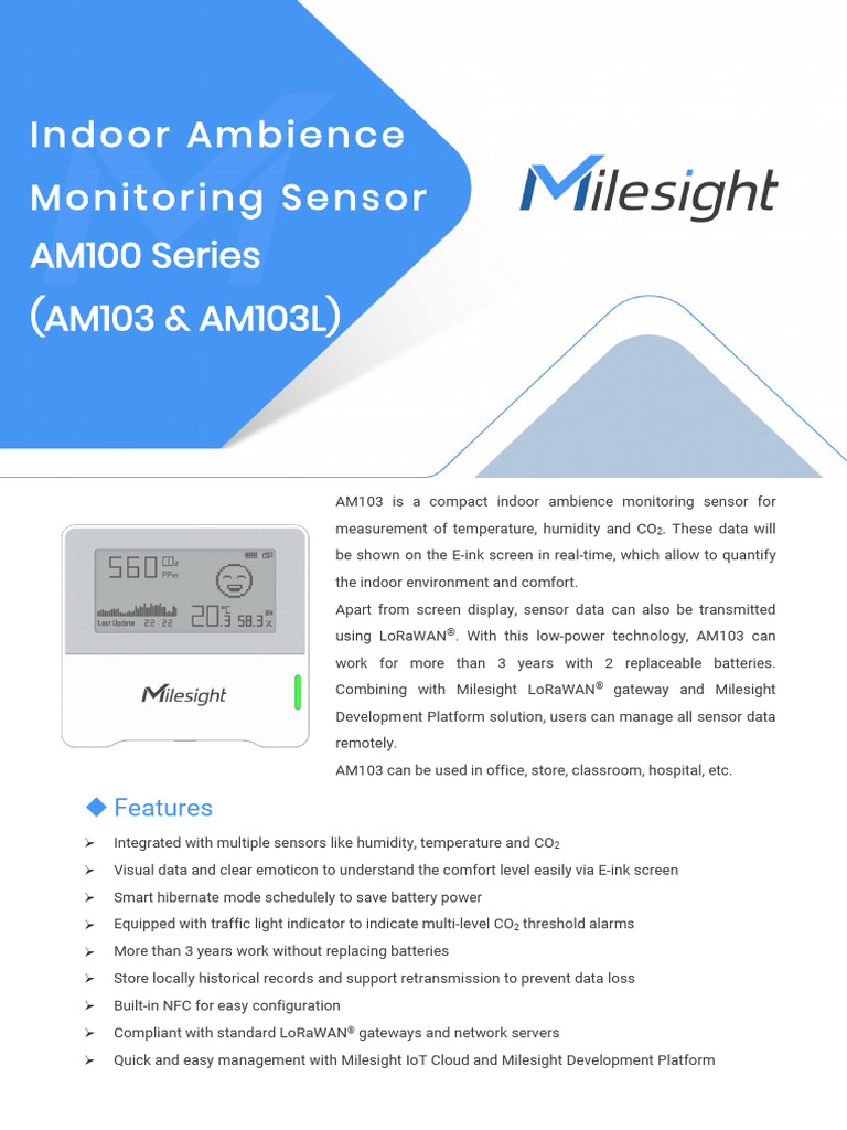 AM103 & AM103L Indoor Sensor Datasheet | PDF | Electronics ...