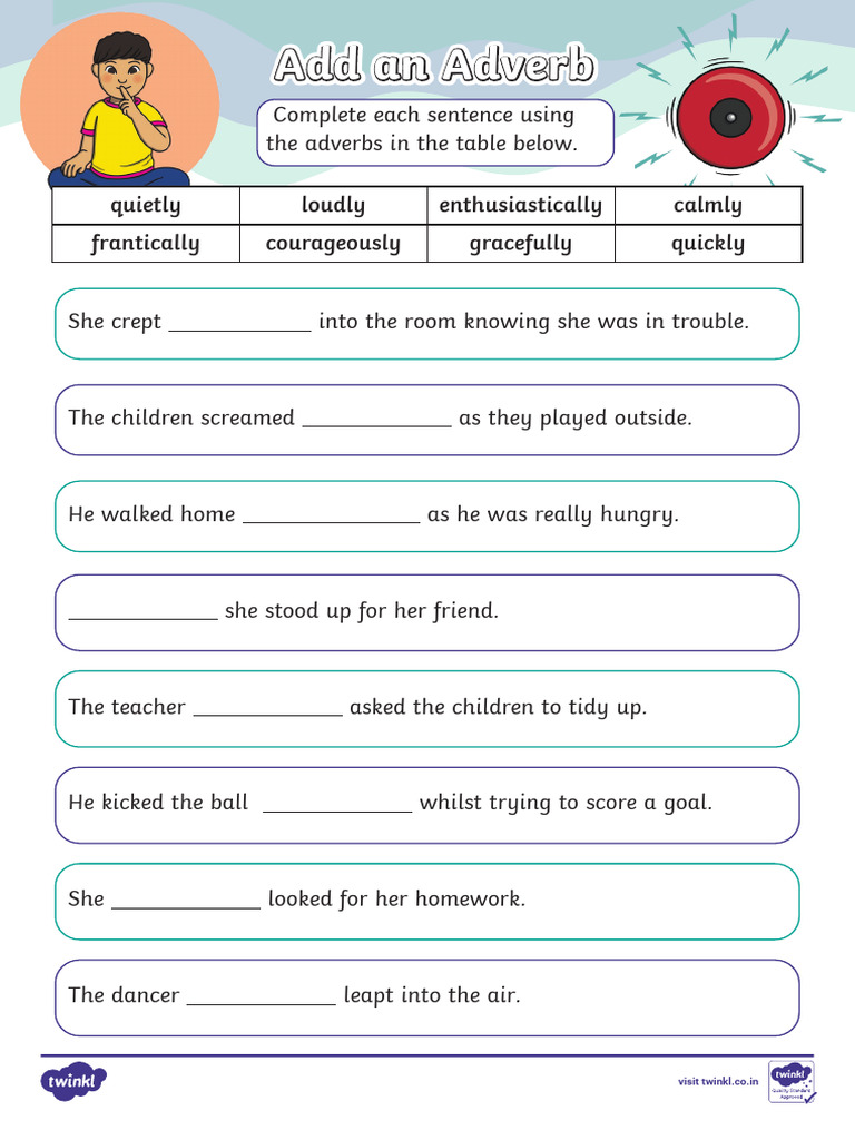 Adverb Sentence Completion Exercise | PDF