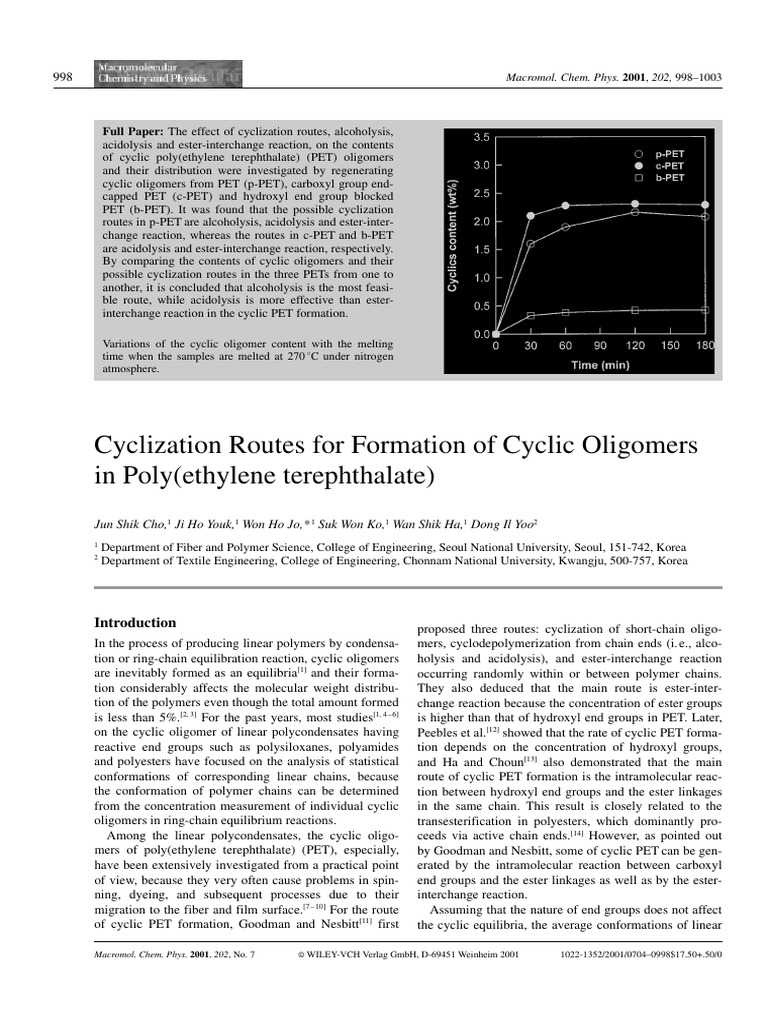 Cyclization Routes of Cyclic PET Oligomers | PDF | Polyester | Ester