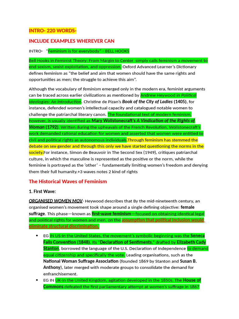 Overview of Feminism's Historical Waves | PDF | Gender Studies | Feminism