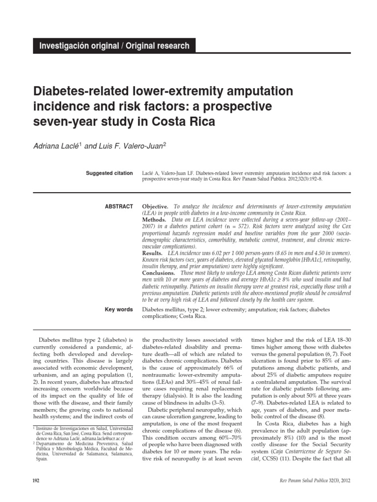 Diabetes Amputation Risk in Costa Rica | PDF | Diabetes | Glycated ...