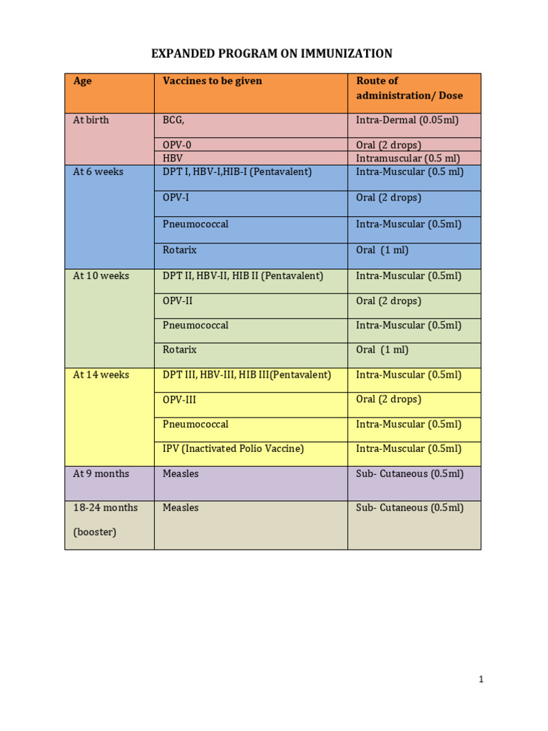 Immunization Schedule and Guidelines | PDF | Vaccines | Hepatitis B