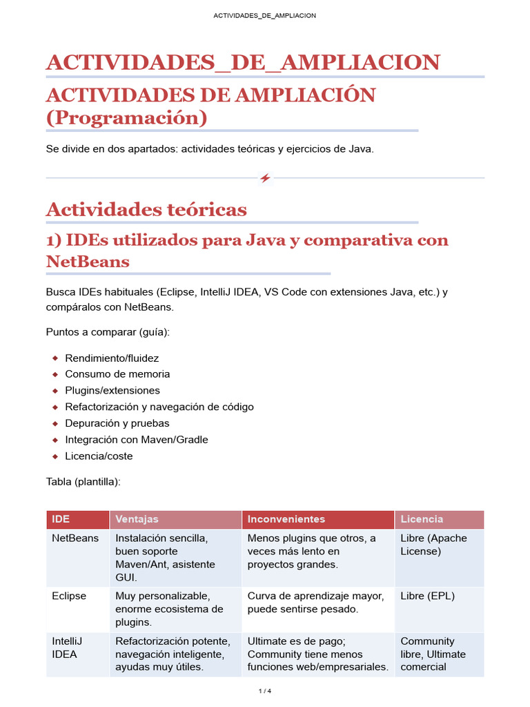 Comparativa de IDEs para Java y más | PDF | Java (lenguaje de ...