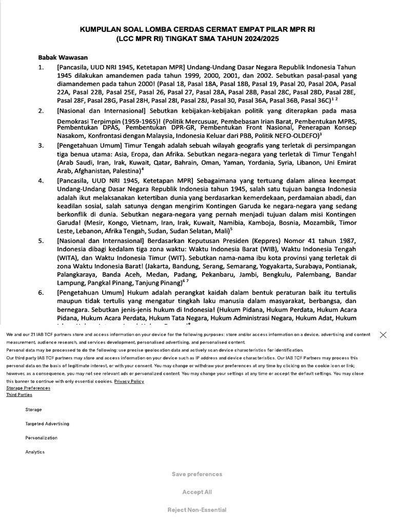 SOAL LCC 4 PILAR MPRI RI 2025 | PDF