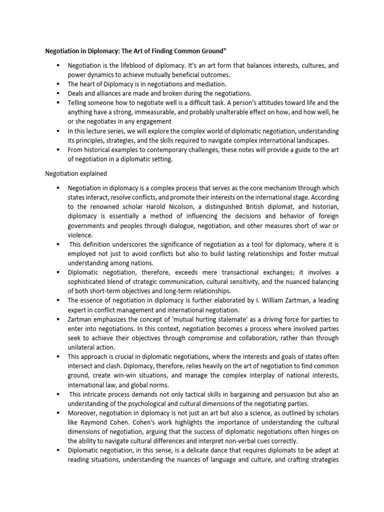 Mastering Diplomatic Negotiation Skills | PDF | Negotiation | Diplomacy