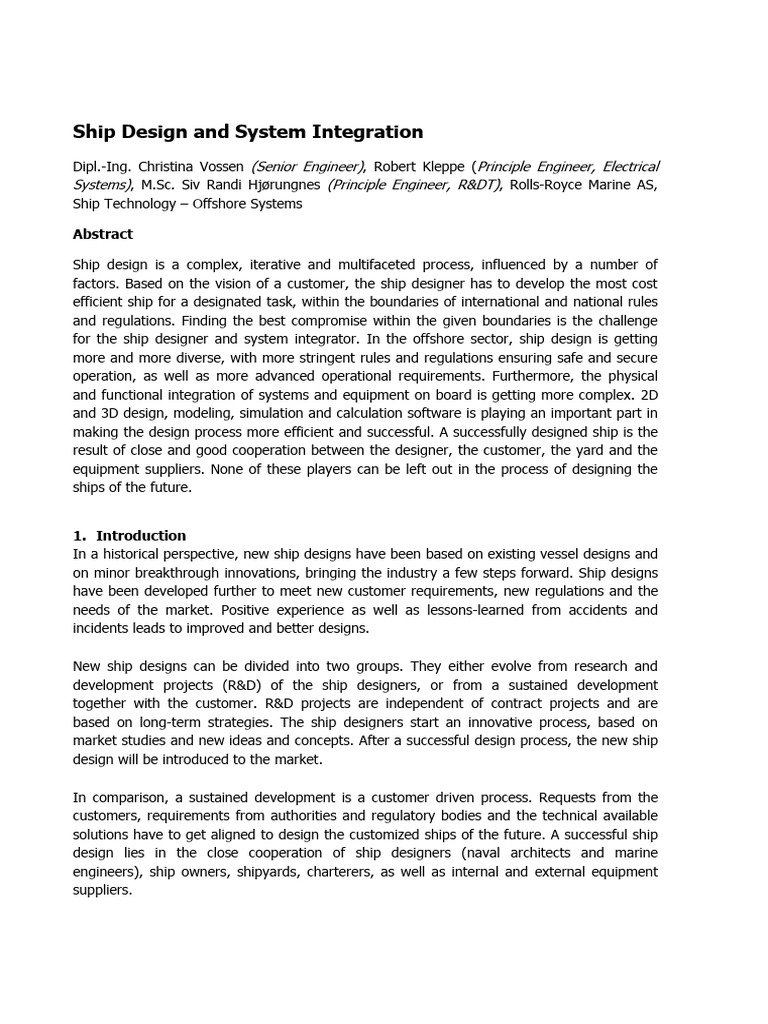 Offshore Ship Design and Integration Insights | PDF