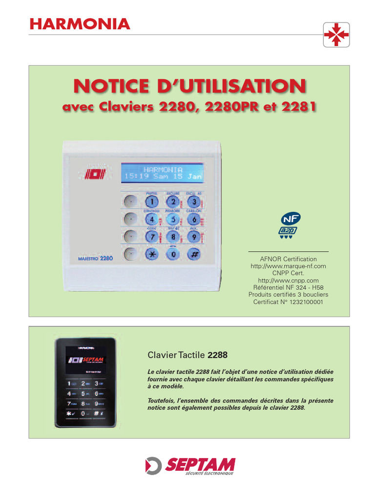 Notice d'utilisation Clavier Tactile 2288 | PDF | Clavier d'ordinateur ...
