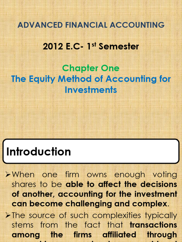2 Chapter 1 the Equity Method of Accounting for Investments (2) | PDF ...